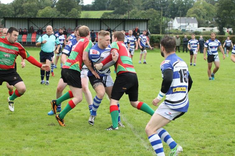 Mike Jenkins on a charge for Fishguard - Andrew Butler